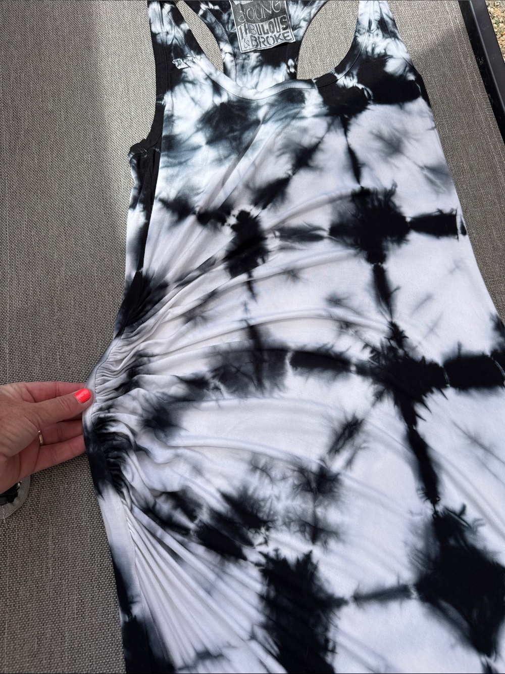 Young Fabulous & Broke Black and White Tie-Dye Maxi Dress - Picture 8 of 8